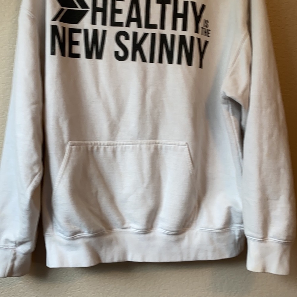 Healthy is the New Skinny White Hoodie sz L - Picture 6 of 8